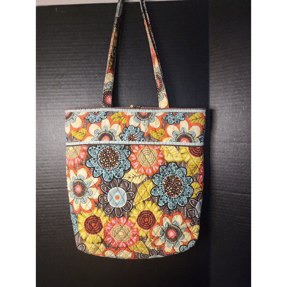 Vera Bradley Silly Goose Quilted Floral Tote Bag Multicolor Cotton Shoulder Bag
